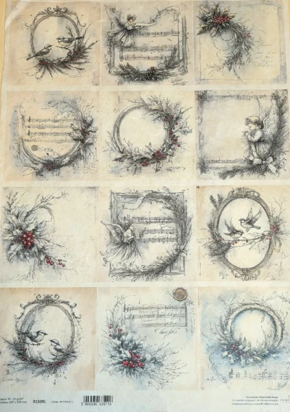 Rýžový papír A3 vintage Zimní romance 1 ryzovy-papir-A3-zimní-romance