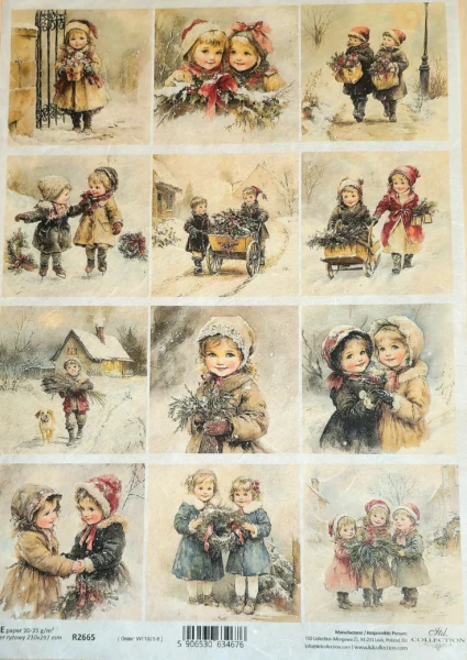 Rýžový papír A4 vintage Děti o vánocích 1 ryzovy-papir-A4-vintage