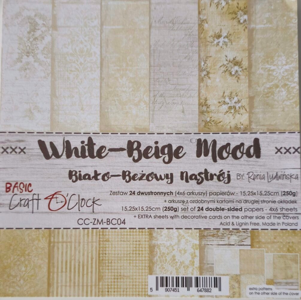 Blok oboustranných papírů White - beige mood 1 barevne-papiry-bezove