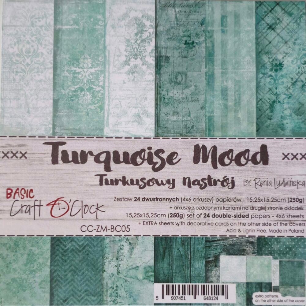 Blok oboustranných papírů Turquoise mood 1 barevne-papiry-tyrkys