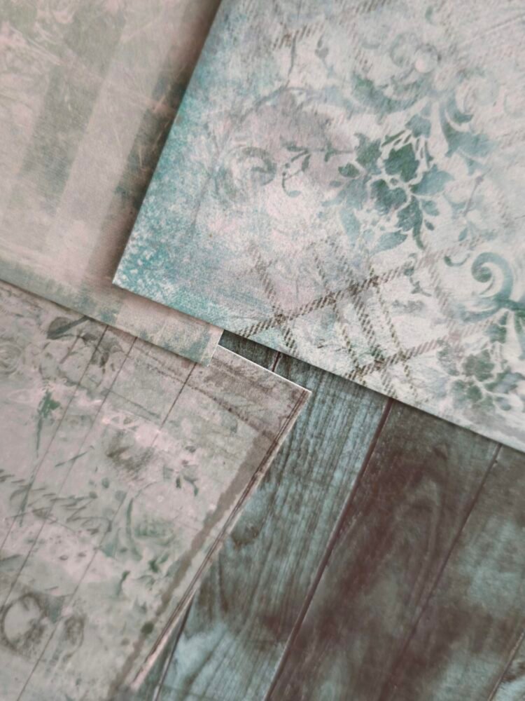 Blok oboustranných papírů Turquoise mood 4 barevne-papiry-tyrkys