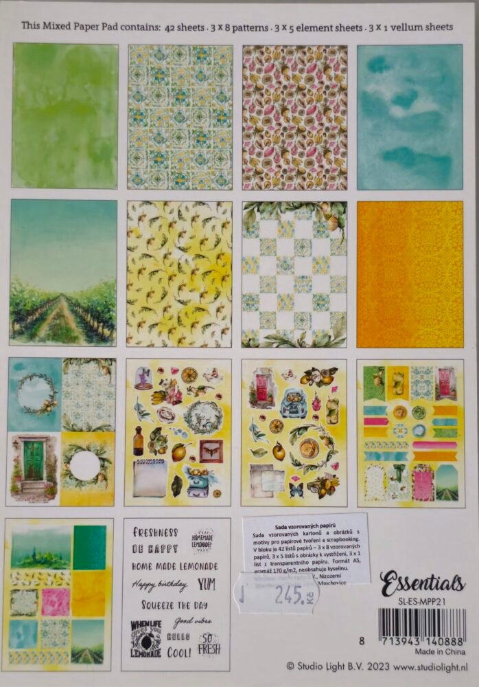 Blok jednostranných papírů A5 Léto 5 barevne-papiry-scrapbooking