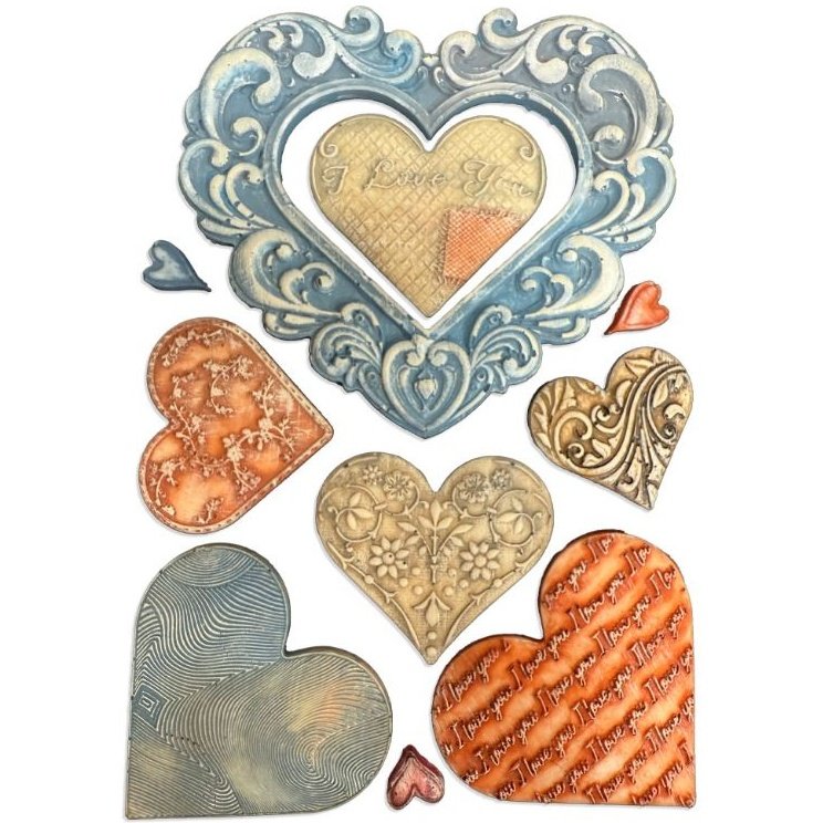 Silikonová forma Stamperia – Srdíčka 2 Silikonová forma Stamperia – Srdíčka - Obrázek 2