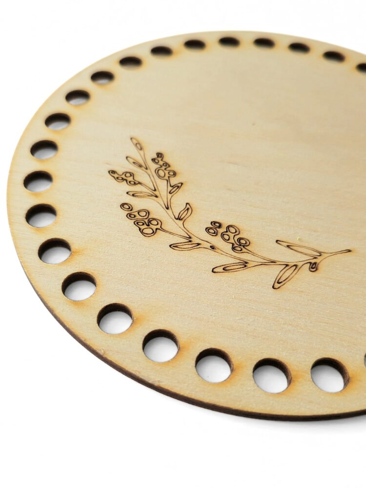 Dřevěné dno na kulatý košík 15 cm zdobené 2 dřevěné-dno-na-košík