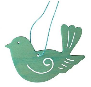 Dřevěný ptáček na provázku 8 cm (zelený) 1 ptáček-dřevo-modrý
