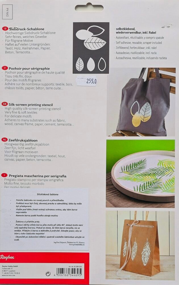 Rayher My Style sítotisková šablona A4 Listy 2 plastová-šablona-listy