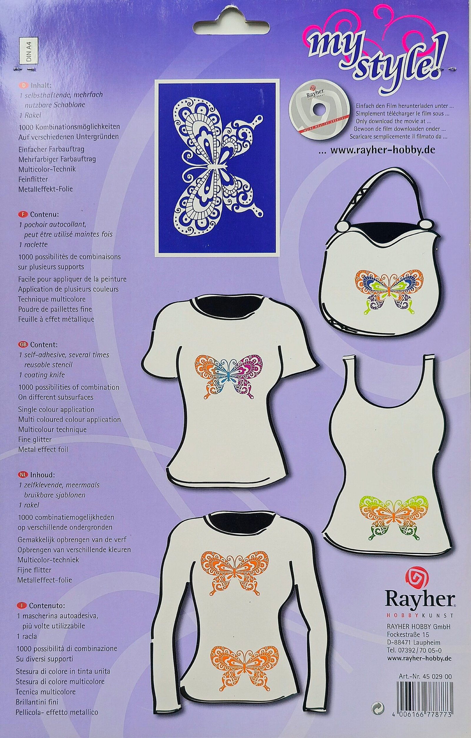 Rayher My Style sítotisková šablona A4 Motýl 2 šablona-sítotisk-motýl