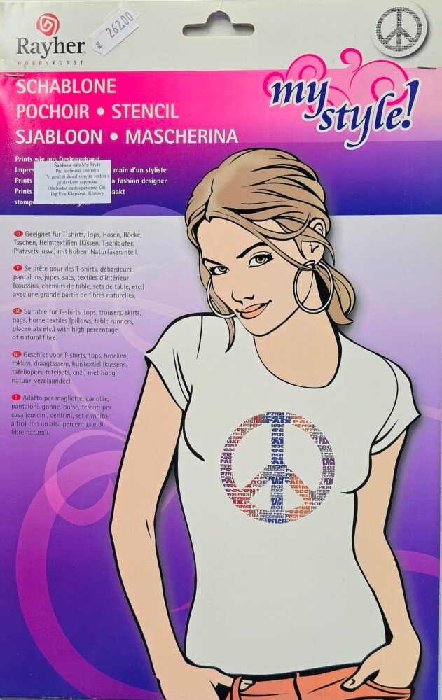 Rayher My Style sítotisková šablona A4 Peace 1 šablona-sítotisk-peace
