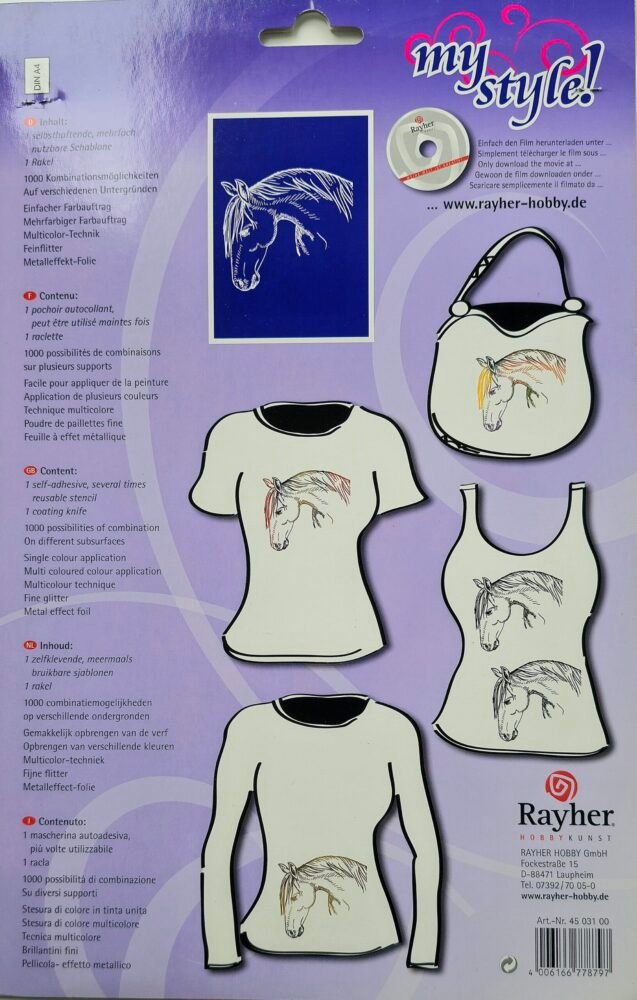 Rayher My Style sítotisková šablona A4 Kůň 3 Rayher My Style sítotisková šablona A4 Kůň - Obrázek 3