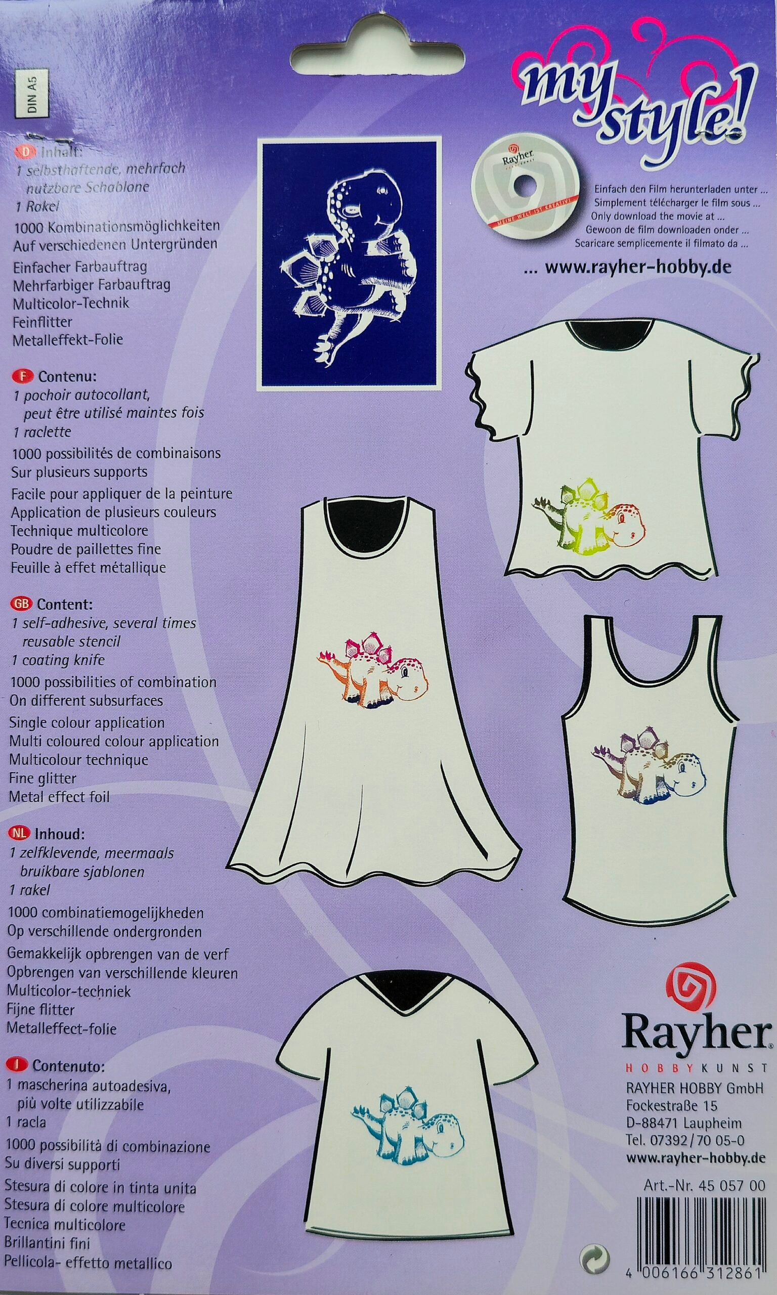 Rayher My Style sítotisková šablona Dinosaurus 3 šablona-sítotisk-dinosaurus