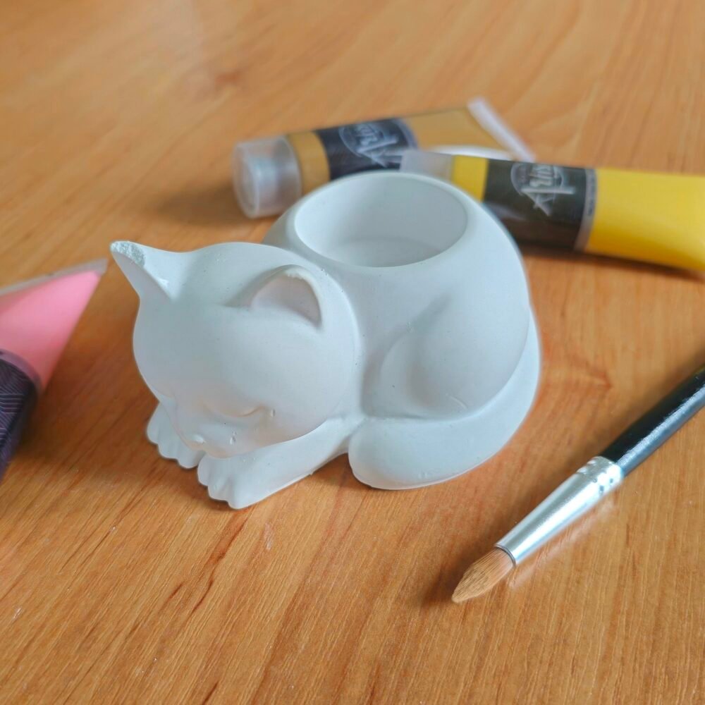Sádrový odlitek svícen kočka 10 cm 1 svícen-kočka-sádrový-odlitek